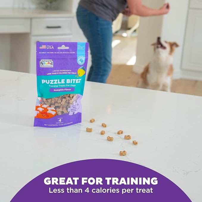 Outward Hound Nina Ottosson Puzzle Bitez Dog Treats, Pumpkin, 7.5 oz | USA Made, Healthy Bite-Sized Treats for Training Reward & Interactive Puzzle Toys, No Artificial Additives, Dogs & Puppies - Image 5