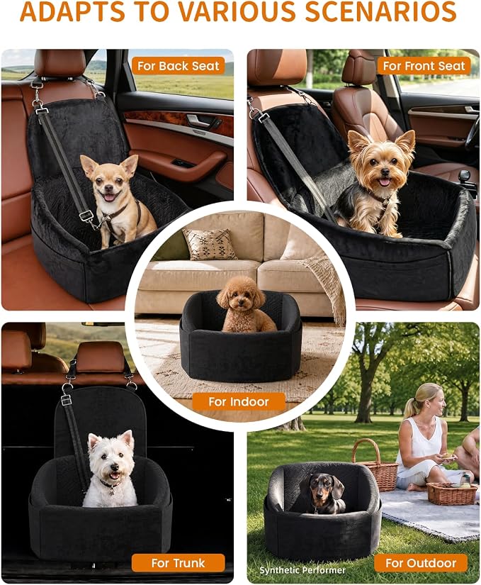 NUPIDA Dog Booster Car Seat with Extend Backrest for Small Medium Pet | Easy Install, Up to 30 lbs, Washable Removable Cover, Non-Slip Bottom, Large Storage Pockets, 2 Safety Leashes - Image 9