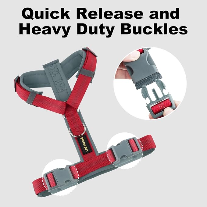 Plutus Pet No Pull Dog Harness, Adjustable Nylon Harness with Soft Padding | Reflective with Front Clip, Heavy Duty for Training and Walking, for Small Medium Large Dogs, Red, L - Image 7