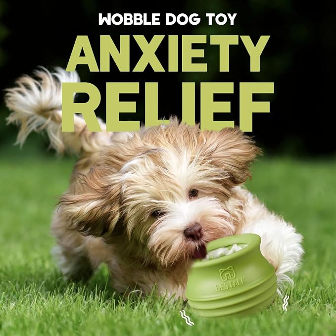 Dog Enrichment Treat Toy, Long-Lasting Wobbly Interactive Freeze Lick Toys for Dogs, Stuffable Puzzle Feeder Toy for Boredom, Silicone Treat Dispensing Chew Toy (Green,S) - Image 2