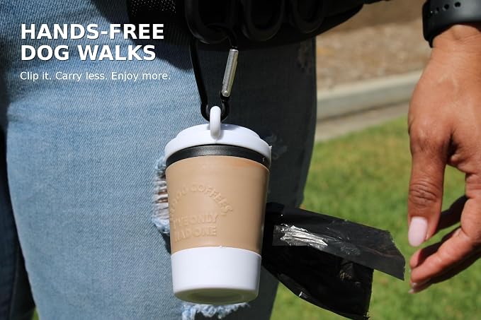Dog Poop Bag Holder Dispenser, Clip-On Leash Waste Bag Holder, Hands-Free Dog Walking Accessory, Portable & Lightweight, Includes Roll of Bags (White) - Image 3