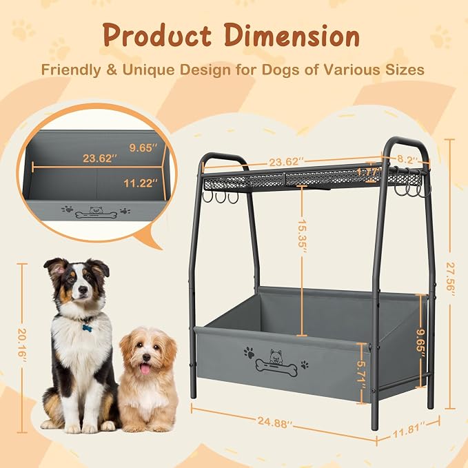 Lomivra Large Dog Toy Basket (23.6"x11.2"x9.7"), Dogs Toy Bin with Storage Organizer, Trapezoid Toy Box for Dog Stuff Accessories, Pet Toy Storage Holder Chest for Cat Dogs Essential Supplies - Image 8