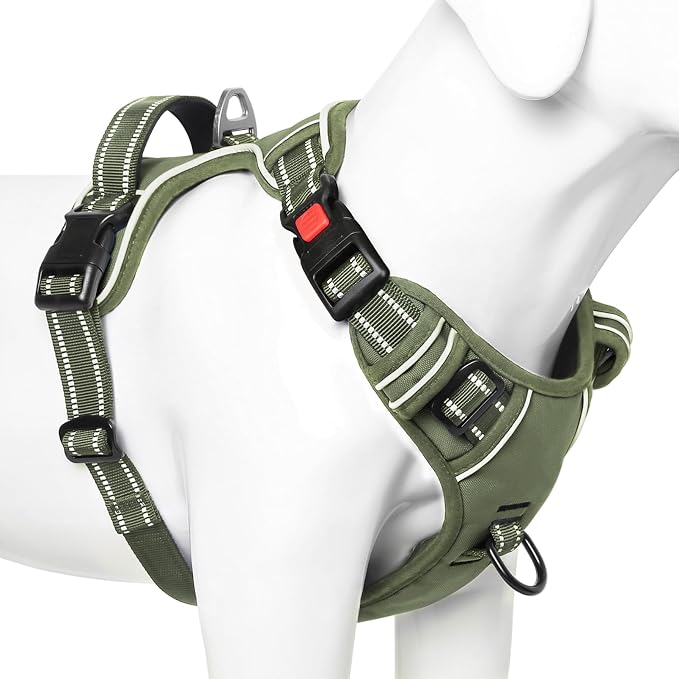 Timos Dog Harness Small Sized, Neck Quick Release with 3 Buckles, Green, S | Easy On & Off, No Pull No Choke, Adjustable Reflective Soft Padded, Front & Back 2 Clips and Handle for Walking Training - Image 8