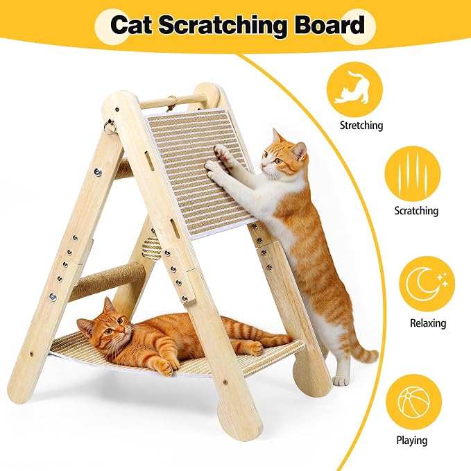 Cat Scratching Pads, Cat Scratch Board, Protecting Furniture Cat Scratcher with Toy Ball, Triangle Shaped 3 Usable Sides for Indoor Cats, Cat Scratch Post, Cat Toy Durable Woodboard Vertical - Image 4