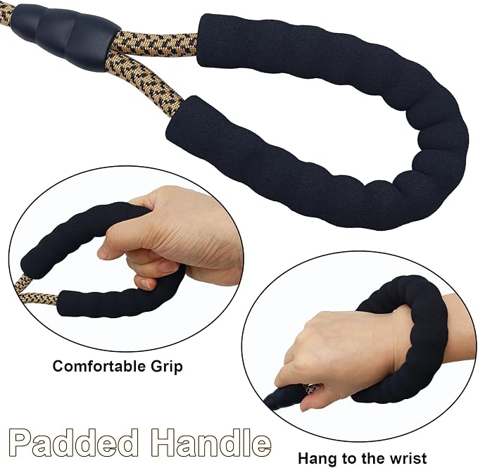 MayPaw Heavy Duty Rope Dog Leash, 3/4/6/7/8/10/12/15/20/30 FT Nylon Pet Leash, Soft Padded Handle Thick Lead Leashes for Large Medium Dogs (Brown, 1/2" * 3') - Image 3