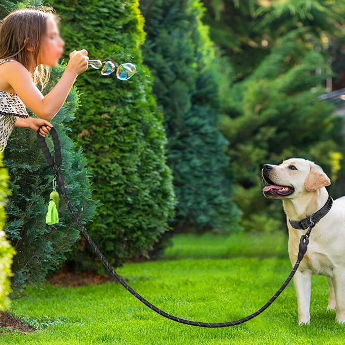 Dynmeow Reflective Dog Collar and Leash Set for Medium Dogs, Black | Soft Neoprene Padded, 6FT Climbing Rope, Ideal for Daily Outdoor Walking or Indoor Wearing, Night Visible for Safety - Image 6
