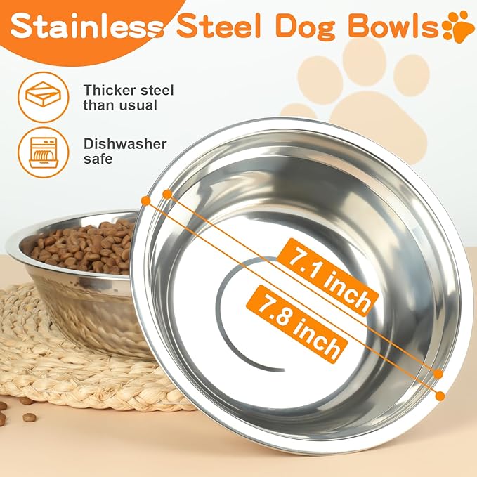 COMESOON Elevated Dog Bowls, 5 Adjustable Heights (3.9"-13.4") Raised Dogs Food Bowl Stand for Medium Large Sized Dogs, Non-Slip Foldable Travel Pet Feeder Grey with Stainless Steel Bowls - Image 7