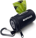 Dog Poop Bag Holder for Leash, Easy Release Doggie Poop Bag Dispenser, Fits Most Standard Poo Bags, Soft Fabric Dog Waste Bag Holder with Carabiner Clip, Compatible with All Leashes, Black by TRIOPLACO