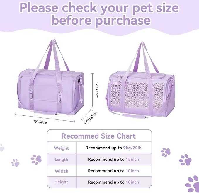 PETSFIT Large Cat Carrier with Patented Safety Buckles,Big Cats Up to 20 lb | Secure Carrier for Safe Driving, Lockable Zippers, Safety Tether, Travel Pet Carrier for Trips & Vet Visits, 19 x 12 x 12 - Image 6