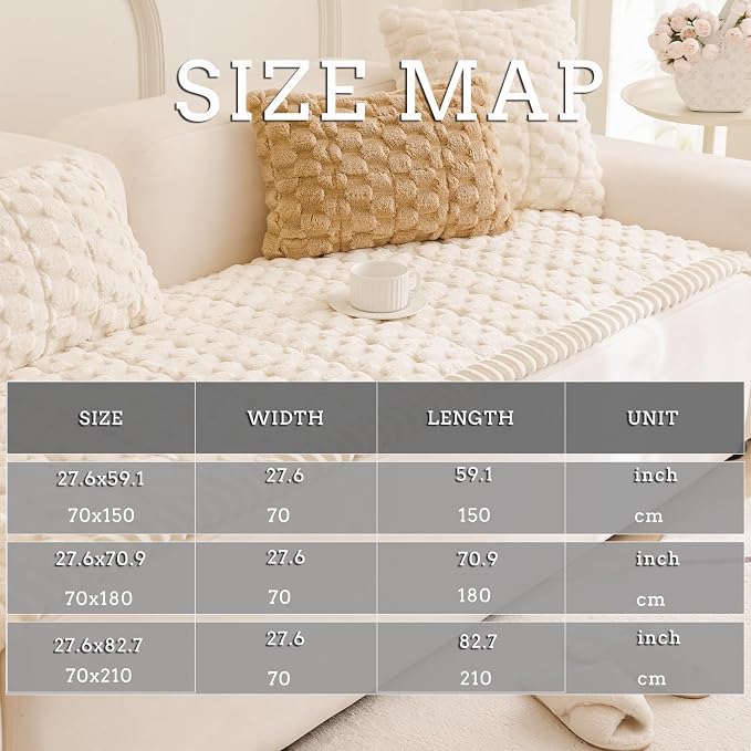 Tiwwie Couch Cover for Dogs Fuzzy Sofa Covers for Pet, Non Slip Sofas Pad | Dog Cover for Couch with Grip Backing, Pet-Friendly Washable Sofa Slipcover Cushion Protector, Pet Dogs Mat - Image 4