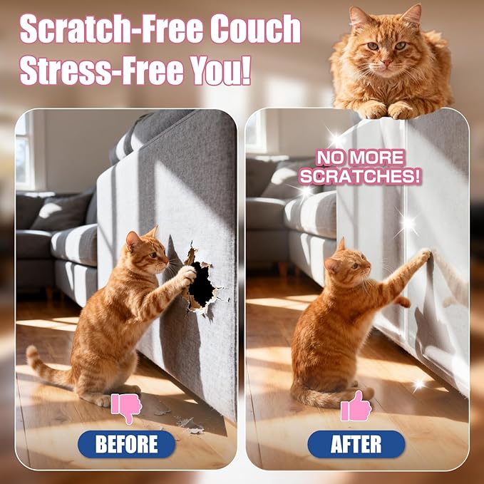 THLHKD 20PCS Cat Scratch Furniture Protector, Couch Protectors Tape from Cats Claws Scratching, Single Sided Clear Sticky Sheets Proof Clawing Sofa Corner Protection Cover Anti Scratch for Furniture - Image 6