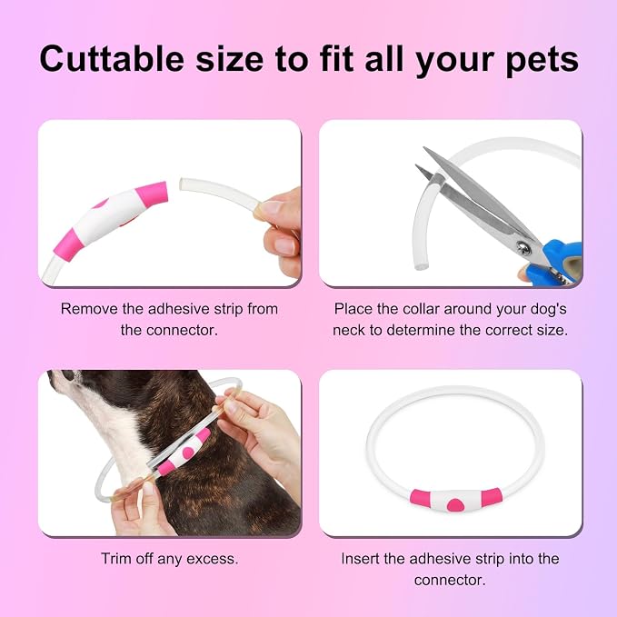Light Up Dog Collar - Waterproof LED Pet Collar Rechargeable, TPU Cuttable Glow in the Dark Dog Lights for Night Walking (Pink) - Image 4