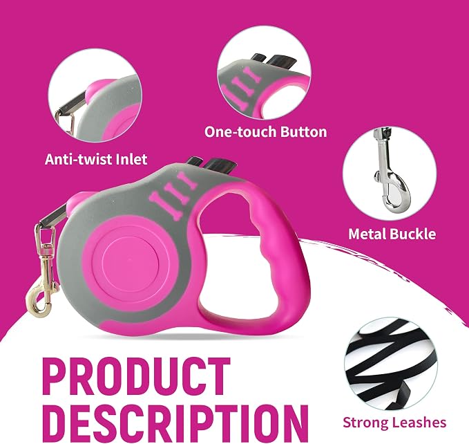 Retractable Dog Leash Automatic Telescopic Tractor Dog Tape | Pet Tape 10/16 FT Durable and Convenient, with Folding Bowl, Dispenser, Rubbish Bags, Suitable for Small and Medium Dogs - Image 5