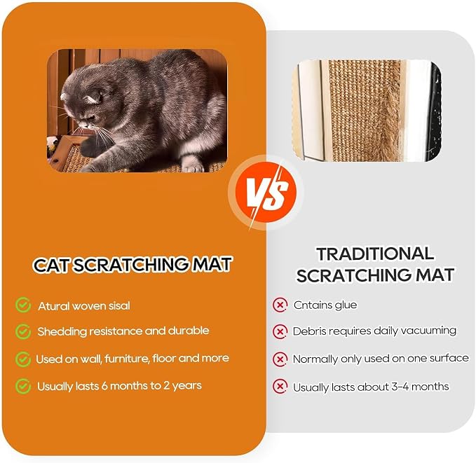 Wooden Sisal Cat Scratching Post, Wall & Floor Mount Vertical Cat Scratch Pad for Indoor Kittens Adult Cats, Durable Cat Wall Scratcher Furniture Protector Cat Toy - Image 4