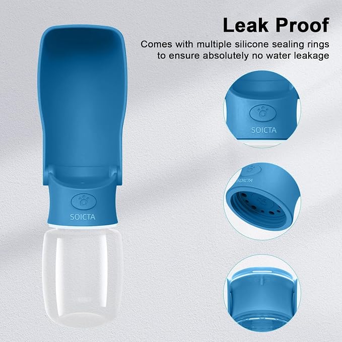 Portable Dog Water Bottle for Walking – 19oz / 12oz Foldable Pet Water Dispenser for Puppies, Medium & Large Dogs – Leak Proof Travel Water Bowl for Small Animals Dog Accessories(12OZ Dark Blue) - Image 5