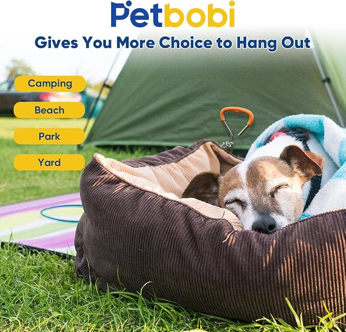 Petbobi Dog Tie Out Cable and Stake, 10ft Heavy Duty Dog Leads for Yard | 4in Shock Spring, 16in Spiral Ground Anchor, 360° No-Tangle Swivel, Chew-Proof Rustproof Wire, Up to 120 lbs, Outdoor Camping - Image 5