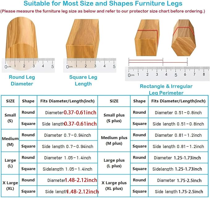 16 Pack Chair Leg Floor Protectors for Hardwood Floors, Round Rubber Furniture Sliders, 360°Felt Pad Bottom Wrapped Thickening Silicone Furniture Legs Caps Covers(Round,Clear-Black-L Plus) - Image 2