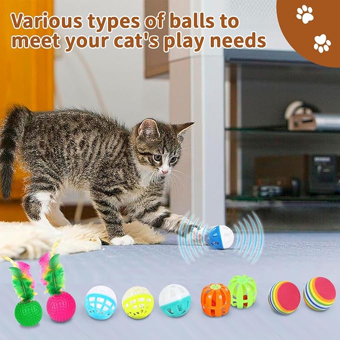 iCAGY 24 Pcs Cat Toys Set for Indoor Cats, Kittens | Interactive Variety Pack, Feather Teaser, Feather Golf, Mice, Springs, Balls, Noise Toys - Image 2