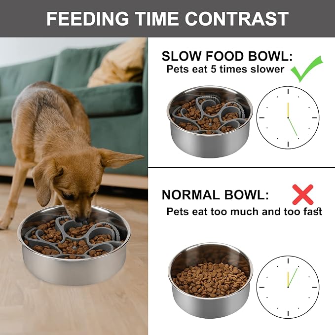 Dog Slow Feeder Bowls Silicone Spiral Pet Food Feeder Insert to Slow Eating | Durable Non-skid Compatible with Stainless Steel, Glass & Ceramic Slow Feeder Dog Bowls for Small Medium Large Breed Dogs - Image 2