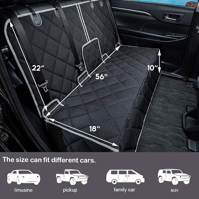 petalage Dog Car Seat Cover Waterproof 56” x 50“ for for Trucks Cars & SUVs Back Seat Heavy-Duty Nonslip Pet Car Seat Cover Protector - Image 3