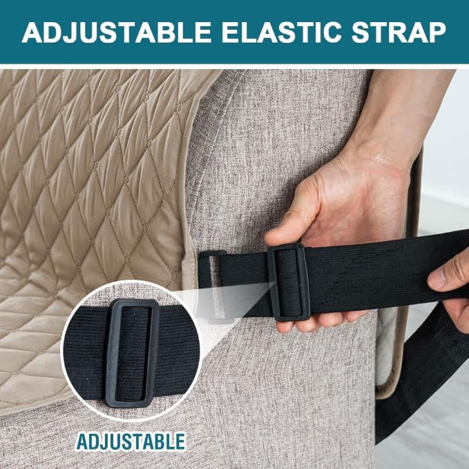 Turquoize 100% Waterproof Futon Cover Futon Slipcover Washable Armless Sofa Bed Slipcover Protector Seat Width Up to 70" with Adjustable Elastic Strap Anti-Slip for Dogs, Khaki - Image 5