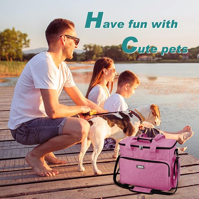 BAGLHER Dog Travel Bag, Pet Travel Bag (ALL Pet Travel Supplies), With 2 Pet Food Containers and 2 Collapsible Silicone Bowls; Essential Kits for Pet Travel Pink - Image 6