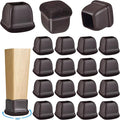 16 Pack Chair Leg Floor Protectors for Hardwood Floors, Round Rubber Furniture Sliders, 360°Felt Pad Bottom Wrapped Thickening Silicone Furniture Legs Caps Covers(Square,Walnut-L) by Yarehand