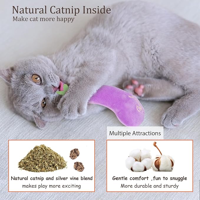 ETEKYER Catnip Cat Toys for Indoor Cats Kitten, 5 Pack, Vegetable Shape | Cat Nip Toys Soft and Durable, Interactive Kitty Kicker Chew Safe Teeth Cleaning Toy - Image 7
