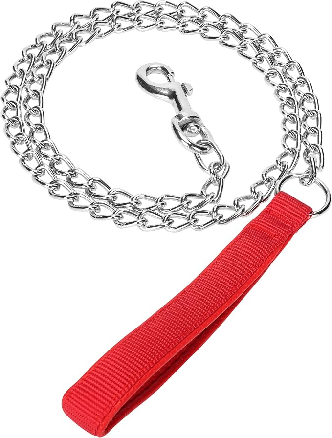 SGODA Metal Chain Heavy Duty Dog Leash, 4 ft. x 4.0 mm Red by SGODA