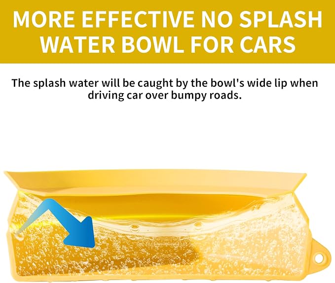 SLSON Spill Proof Dog Water Bowl for Cars,Collapsible No Splash Dog Travel Bowls Integrated Molding Portable Pet Bowl for Road Trip Truck,RV,SUV,Boat Accessories (Yellow) - Image 2