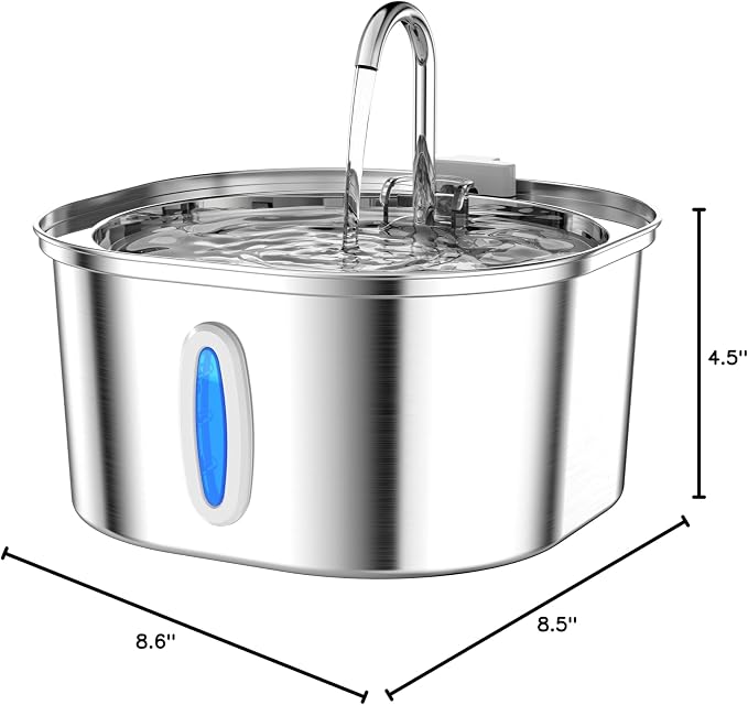 PEKTACO Cat Water Fountain, 3.2L/108oz Stainless Steel Pet Water Fountain | Cat drinking fountain, dishwasher safe, with triple filtration, quiet pump, and visible water window for cats and small pets - Image 10