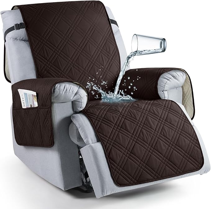TAOCOCO 100% Waterproof Recliner Chair Cover Stay in Place, Recliner Covers for Small Recliner Chair with Pocket, Reclining Chair Cover Furniture Protector for Kids, Pets(X-Small Chair, Coffee) by TAOCOCO