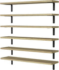 Wood Floating Shelves Set of 6, 24 inch Long Floating Shelves for Wall Decor, Farmhouse Shelf for Bedroom, Bathroom Storage Shelves, Book Shelves for Living Room - Rustic Brown by WOPITUESOfficial