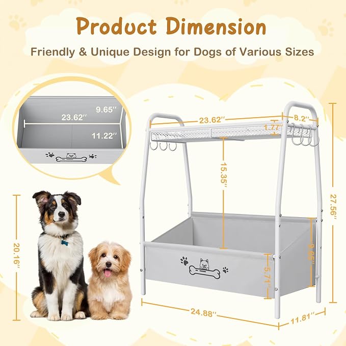 Lomivra Large Dog Toy Basket (23.6"x11.2"x9.7"), Dogs Toy Bin with Storage Organizer, Trapezoid Toy Box for Dog Stuff Accessories, Pet Toy Storage Holder Chest for Cat Dogs Essential Supplies - Image 8