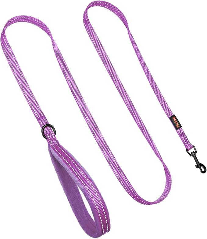 Didog 6FT Reflective Dog Leash for Small Medium Dogs,Slim 5/8" Width,Purple | Soft Padded Handle, Plush Comfort Grip, Tangle-Free, 360° Swivel Clasp for Daily Walking and Training, Night Safety - Image 4