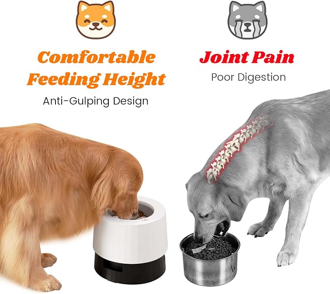 Pawque Elevated 60oz Slow Feeder Dog Bowls Large Breed Raised Food Bowl | Bowls for Medium Large Sized Dogs, Stable Sturdy Base and Snap on Adjustable Height Stand, Anti-Slip Mess Proof Dog Bowls - Image 5