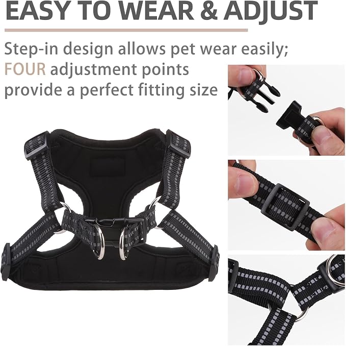 PUPTECK Dog Harness and Leash Set Small Sized, Step in No Pull Adjustable Puppy Cat Harness Reflective Pet Vest - Image 3