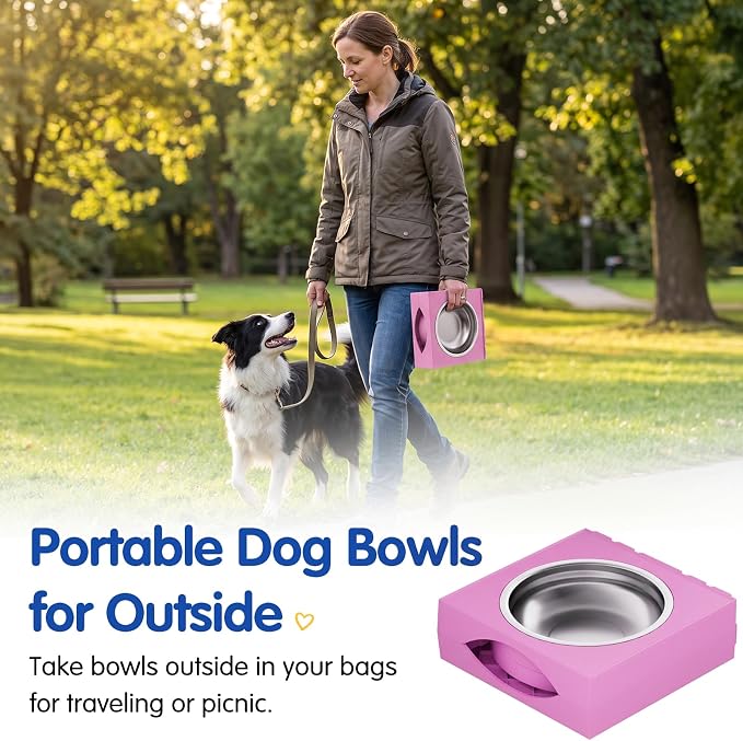 XIAZ Elevated Dog Bowls Large Breed Raised Dogs Bowl Stand Large/Medium Sized Dog Stainless Steel Food Water Bowl Stands 5 Heights Adjustable 9/11/12/14in Pet Feeder Dish Station - Image 6