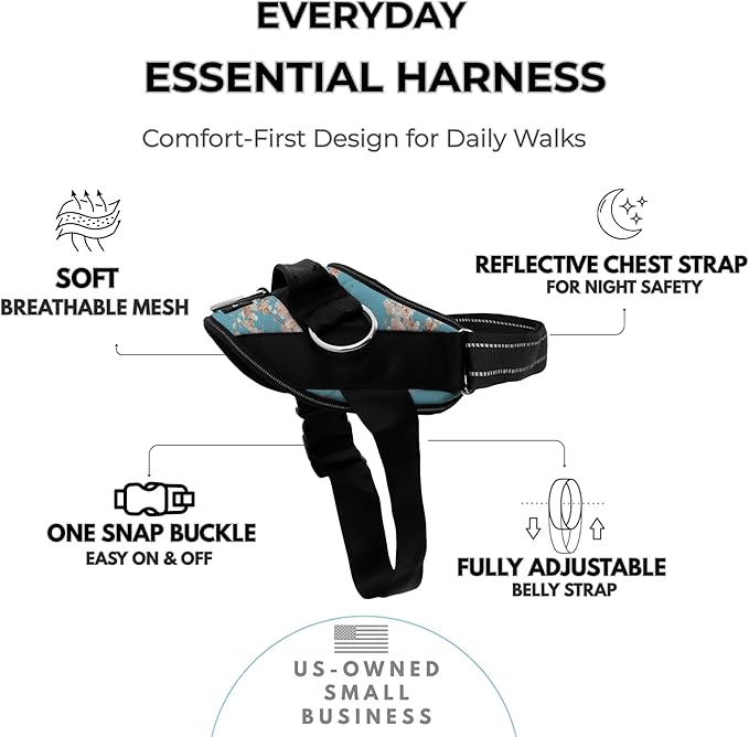 ShawnCo Essential Dog Harness, No-Pull Pet Vest (Freckle's Garden,XS) | 3 Leash Clips, Easy On, No-Choke, Reflective, Adjustable Fit, Padded Comfort, Control Handle, For Small, Medium & Large Dogs - Image 2