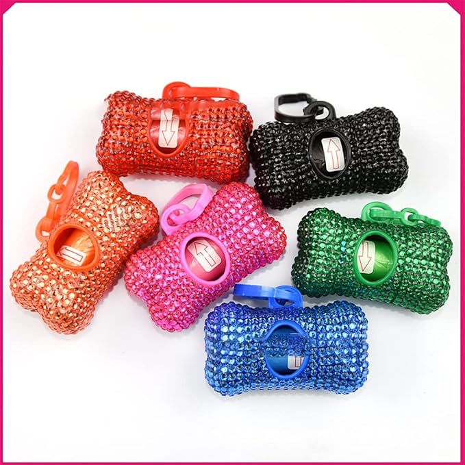 Bling Dog Poop Pickup Bag Dispenser Holder Pet Waste Disposal Bag Pet Trash Bags Holder Bone Shaped (Blue) - Image 5