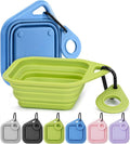 Pecute 2 Pack Foldable Dog Bowls for Travel, Portable Silicone, Blue/Green | Food-Grade Silicone, BPA Free, with Carabiner Clip for Hiking, Durable & High Quality, Dishwasher Safe, 15oz Per Bowl by pecute