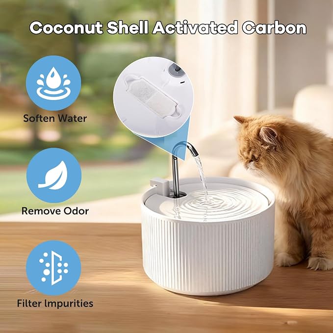 (18 Pack) 6 Sets Ceramic Cat Water Fountain Replacement Filters, Pet Fountain Replacement Filters for 2.2L/74OZ Ceramic Fountain(White) - Image 4
