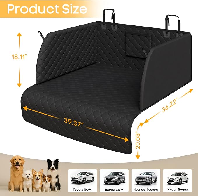 PETICON SUV Cargo Liner for Dogs, Pet Trunk Cover with Cushioned Sides | Full Coverage Non-Slip Cargo Cover with Bumper Flap Protector, Waterproof 600D Oxford, 28D High-resilience Foam, Safer Rides - Image 2
