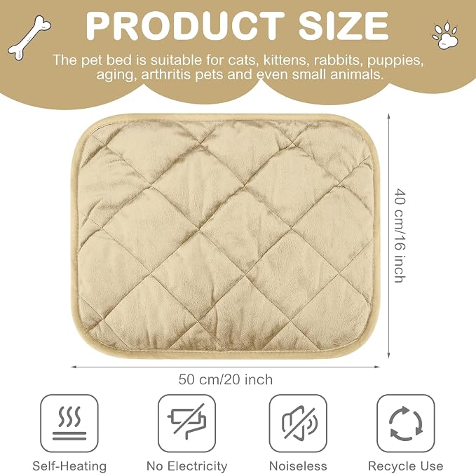 4 Pack Self Heating Cat Pad Self Warming Dog Mat Reflects Body Heat Extra Warm Thermal Pet Pad Washable Dog Cat Bed Crate Bed Mat Blanket(Beige,16 x 20 Inch) - Image 2