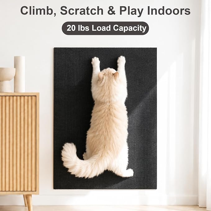Large Cat Scratcher, 78.7x15.7 Cat Scratch Furniture Protector | Trimmable, No-Shedding Cat Scratch Pad with Self-Adhesive Backing for Climbing, Protects Walls and Couch, Black - Image 10