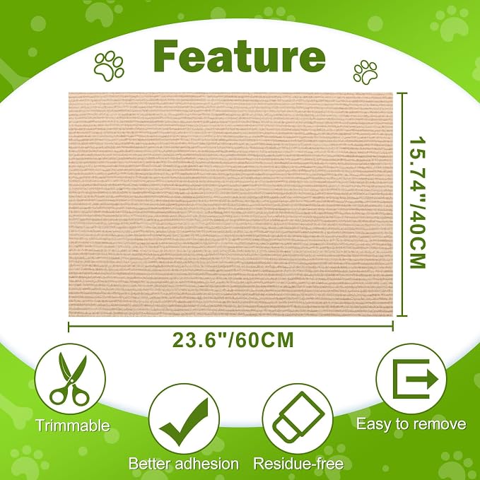 ENONCI 23.6x15.8 Cat Scratcher Mat, Self-Adhesive Cat Scratch Furniture Protector - Image 7