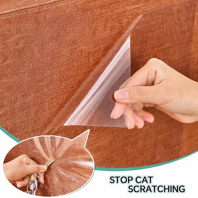 FTSTC Anti Cat Scratch Furniture Protector, 12-Pack, Furniture Protectors from Cats Scratching, Heavy Duty Self-Adhesive Couch Protector for Cats, Transparent Scratch Deterrent for Door Walls - Image 6