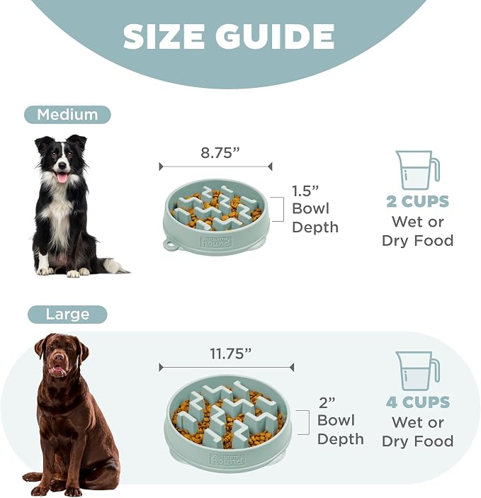 Outward Hound Fun Feeder Slo Bowl Dog Slow Feeder, Notch, Sage, 11.8", Large (Pack of 6) - Image 5