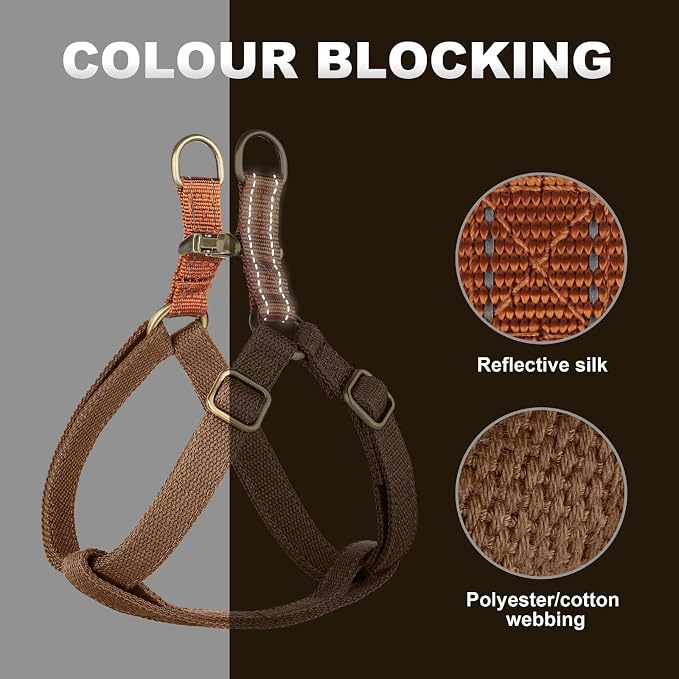 Step in Dog Harnes for Medium Dogs, Brown, M, Chest 19-28" | Freedom Nylon Dog Halter Vests with Metal Buckles, Easy On and Off, Adjustable Straps, Escape-Proof, Easy Walking Training - Image 3