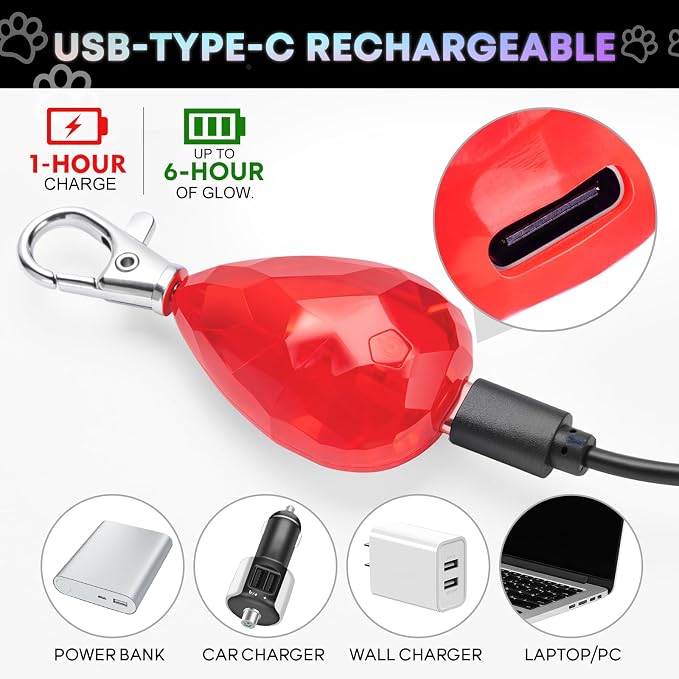 2-Pack Rechargeable Dog Light, Dog Collar Light,Waterproof,3 Modes LED Dog Safety Lights,Multiple Color Options,Clip On Collar, Leash or Harness，Night Light for Running,Walking - Image 3
